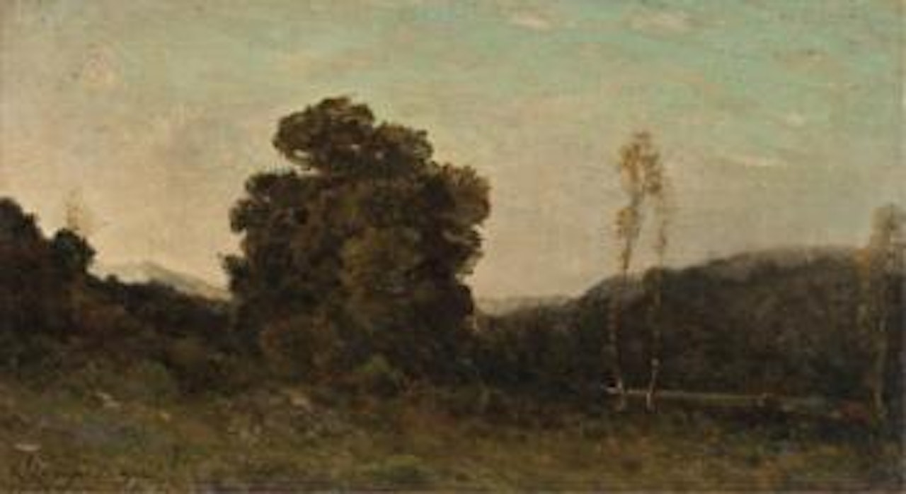 Pastoral landscape with river by Henri Harpignies