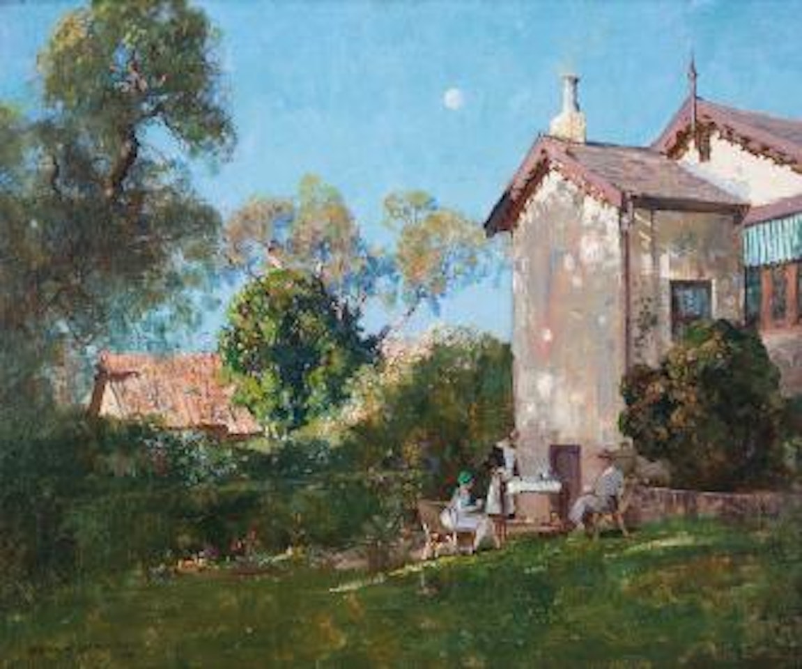 Tea In The Garden, Grange Road by Arthur Ernest Streeton