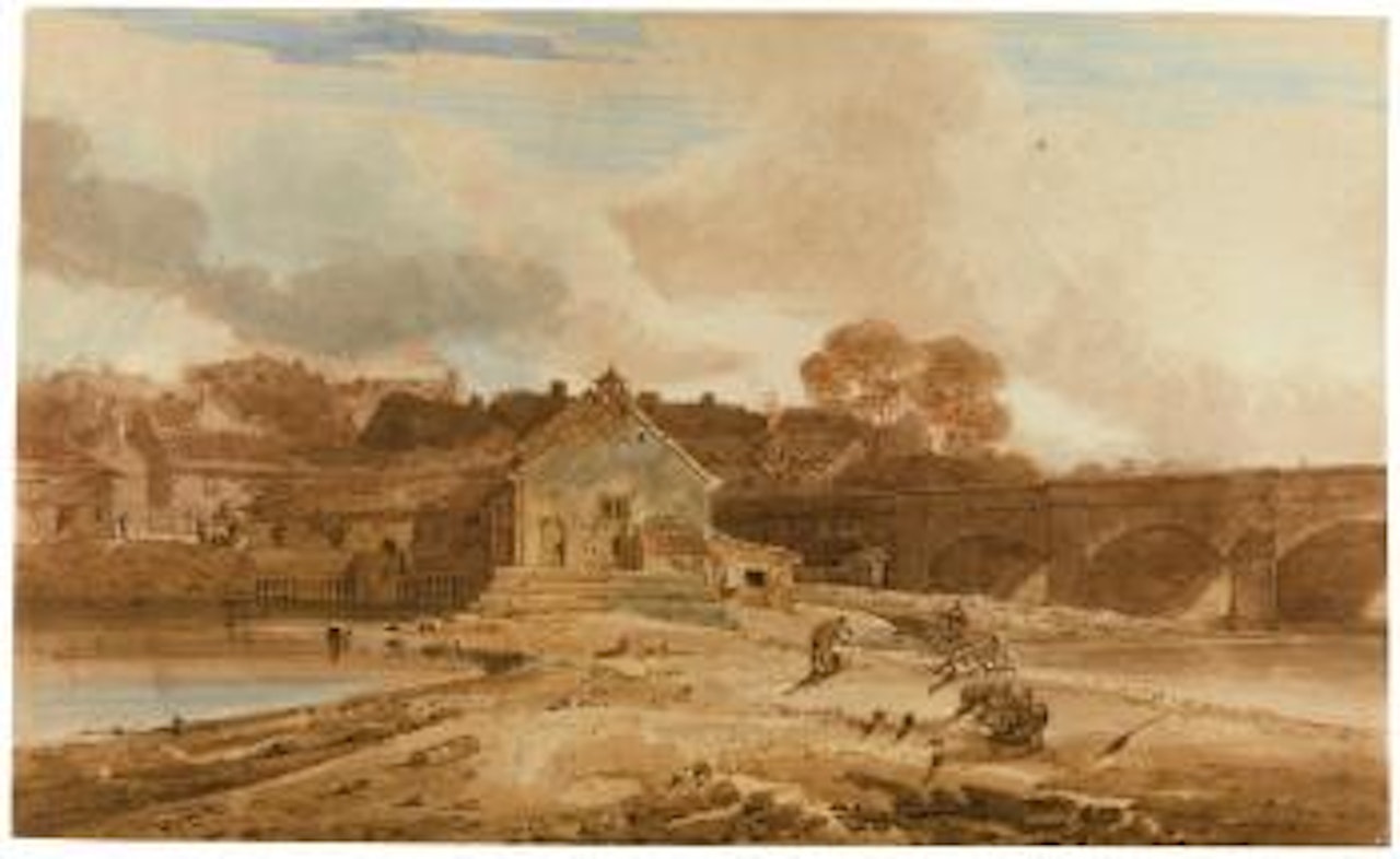 Wetherby Bridge And Mills, Yorkshire, Looking Across The Weir by Thomas Girtin