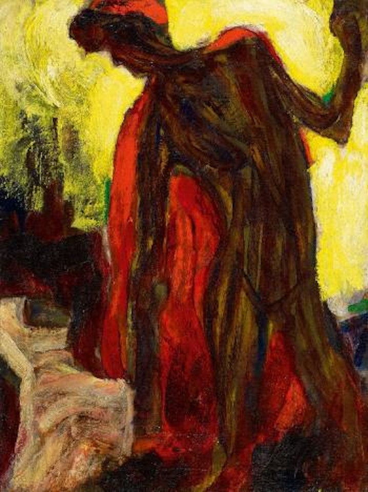 Tänzerin mit rotem Schal (Weiblicher Negerakt im roten Mantel) by Christian Rohlfs