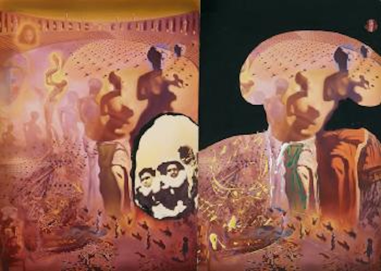 Étude pour "Le Toréador hallucinogène" (Variation autour du tableau "Toreádor Hallucinogène", avec tête de Voltaire du tableau "Marché d'Esclaves avec Apparition du Buste Invisible de Voltaire") by Salvador Dali