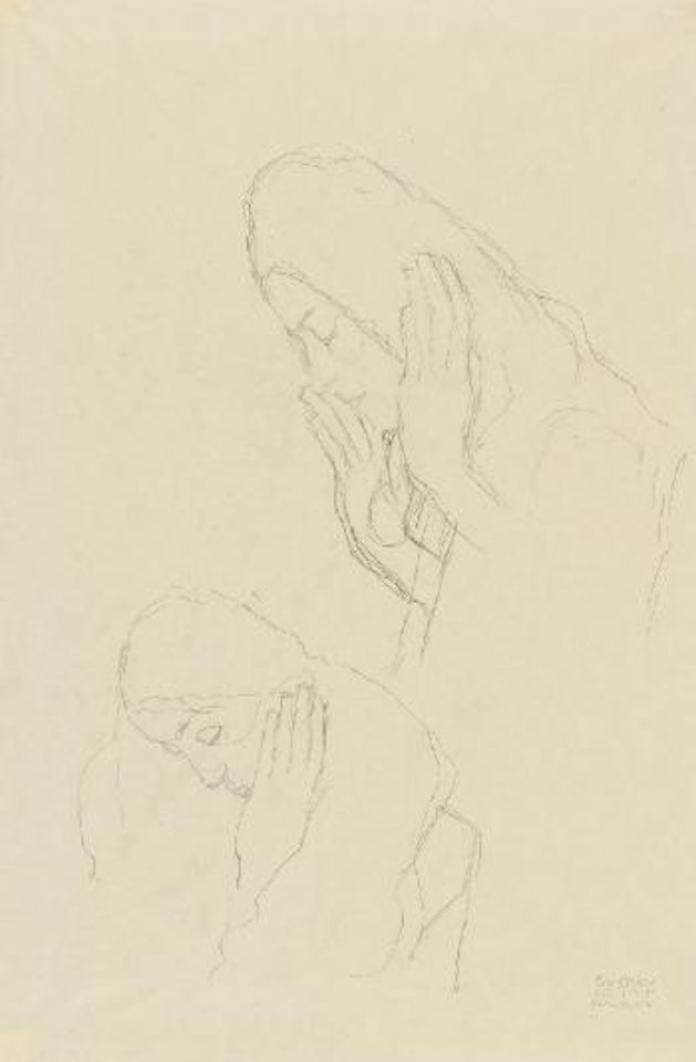 Zwei Studien einer Frau mit erhobenen Händen by Gustav Klimt