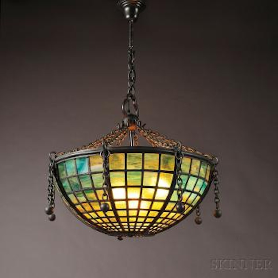 Mosaic Glass Hanging Lamp by Tiffany Studios