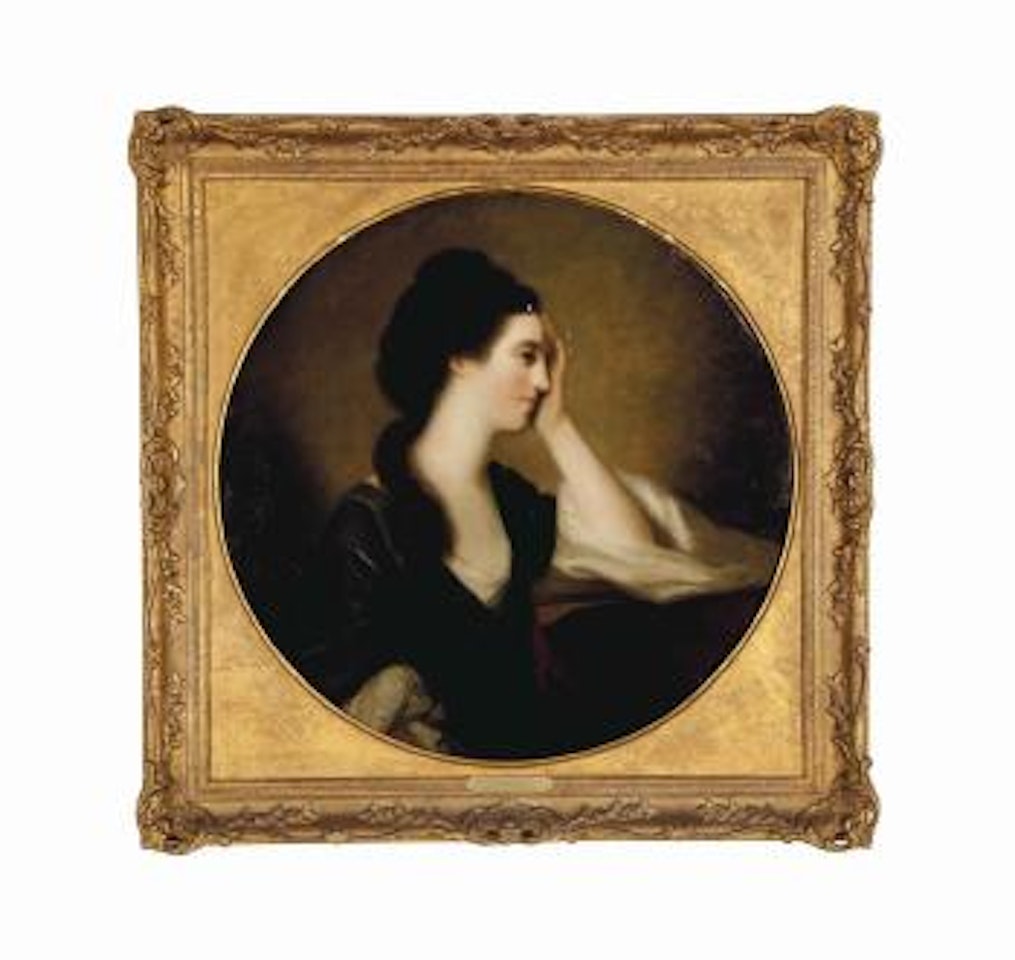 Portrait of Miss Elizabeth Gunning, half-length, in a green dress by Angelica Kauffmann