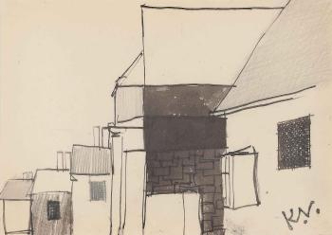 Row of Houses; Street Scene; Study for Lane in Shere; A Field by Keith Vaughan