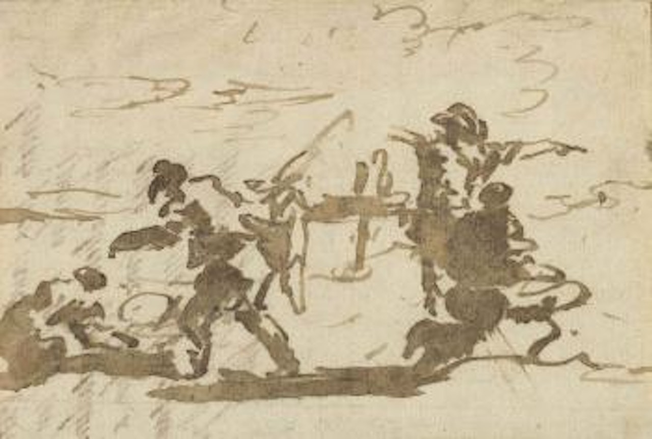 Rapid studies of figures, drawn on part of the back of a letter by Francesco Guardi