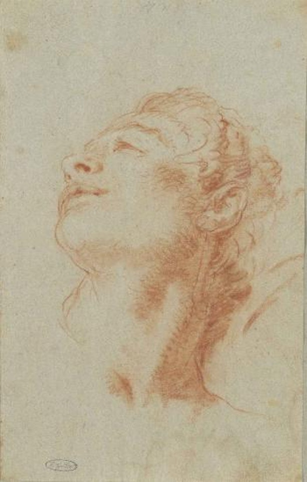 The Head of a young Man looking up to the Left: Study for The Death of Hyacinth by Giovanni Battista Tiepolo
