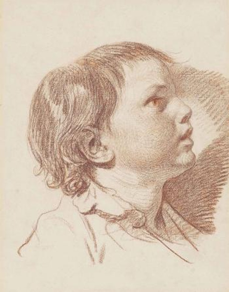 Head of a young boy, in profile, looking up to the the right by Jean-Baptiste Greuze