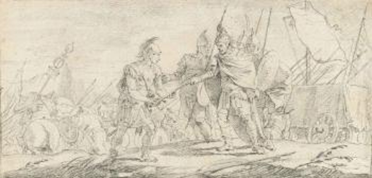 A Scene from Roman History: A general receiving the surrender of another's sword by Giovanni Battista Tiepolo
