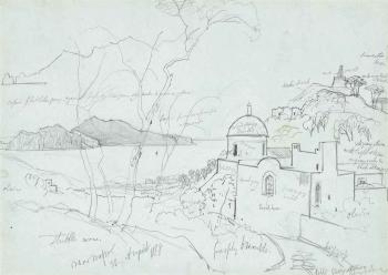 Near Massa, Capri in the distance by Edward Lear