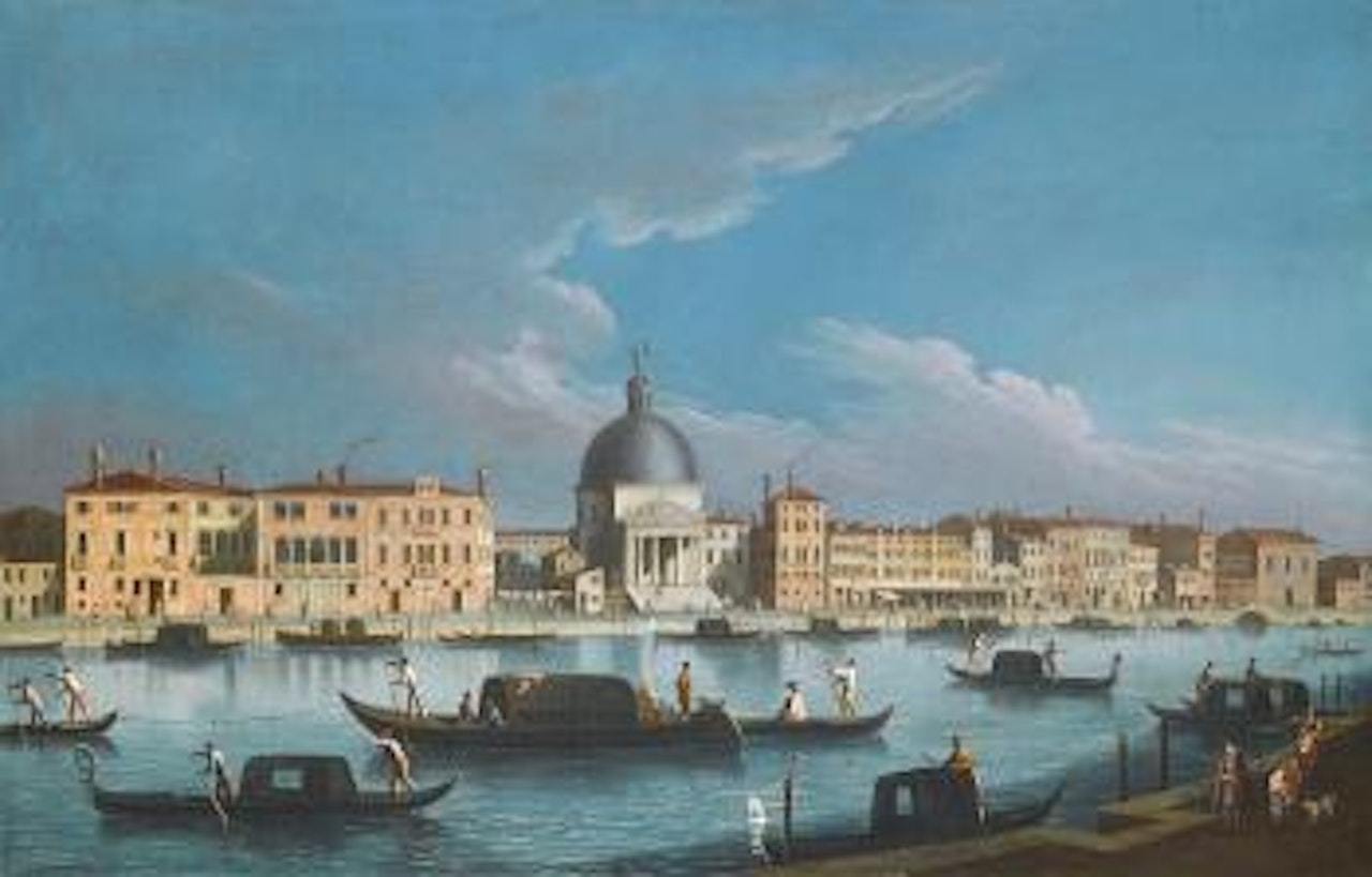 Venice, A View of the Grand Canal with the Church of San Simeone Piccolo by Venetian School