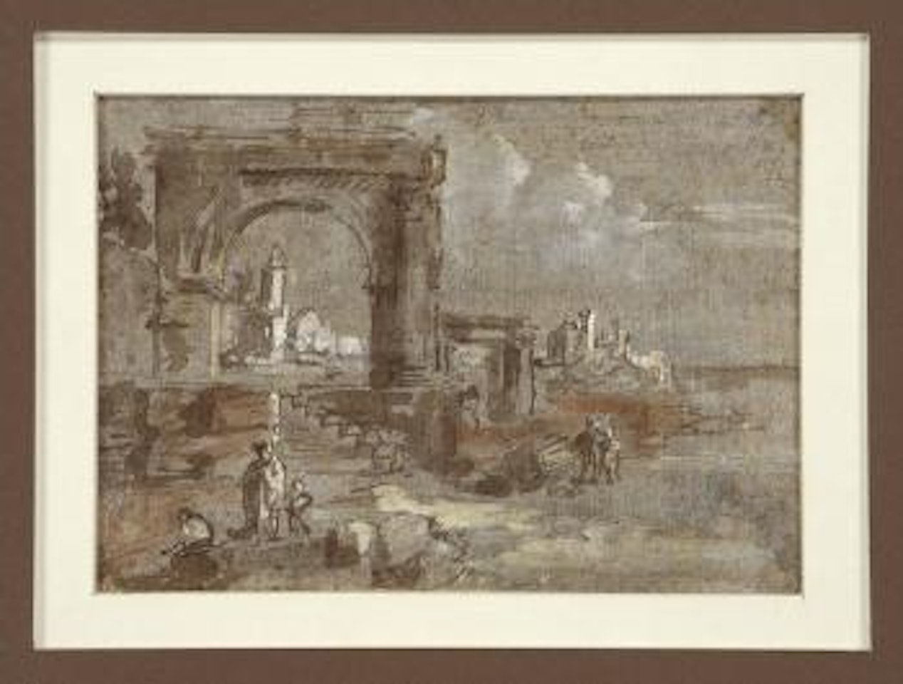 Landscape with Arch and Figures by Francesco Guardi