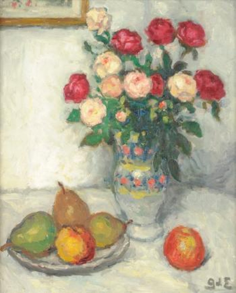 Mort roses sur un fond blanc by Georges d’Espagnat