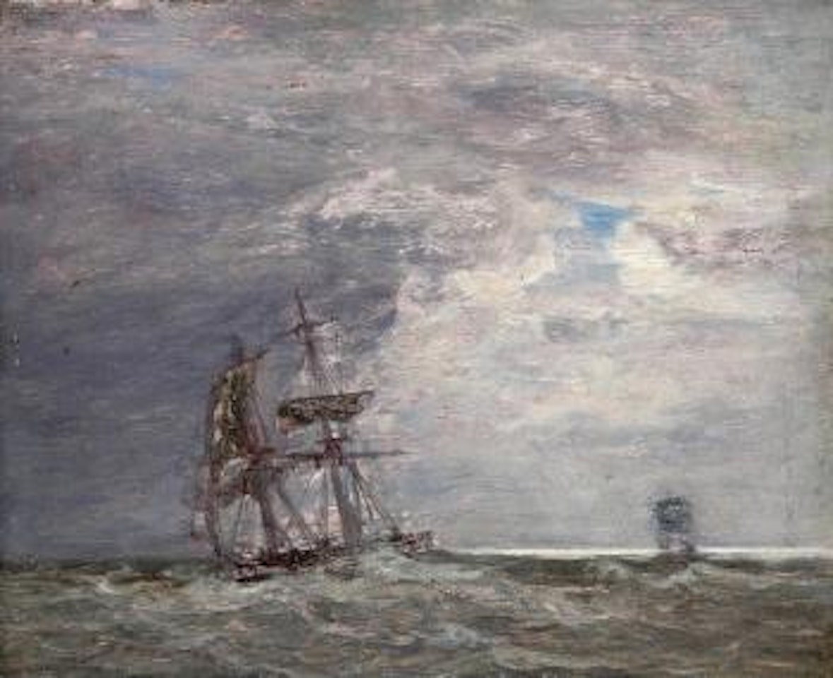 Ships at sea by Eugène Boudin