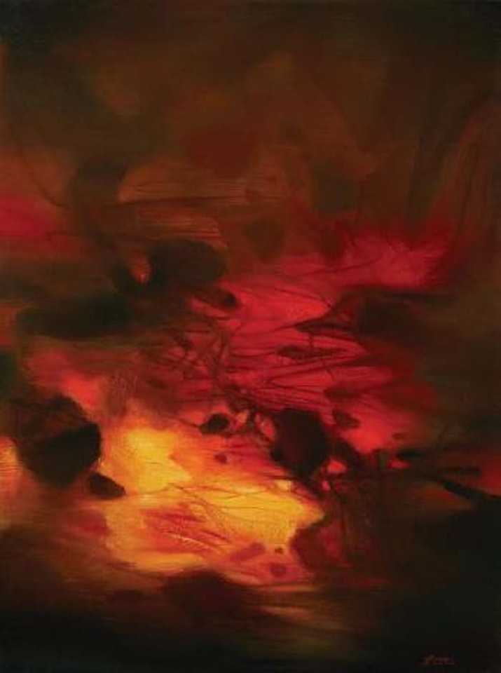 Composition à fond rouge by Chu Teh-Chun