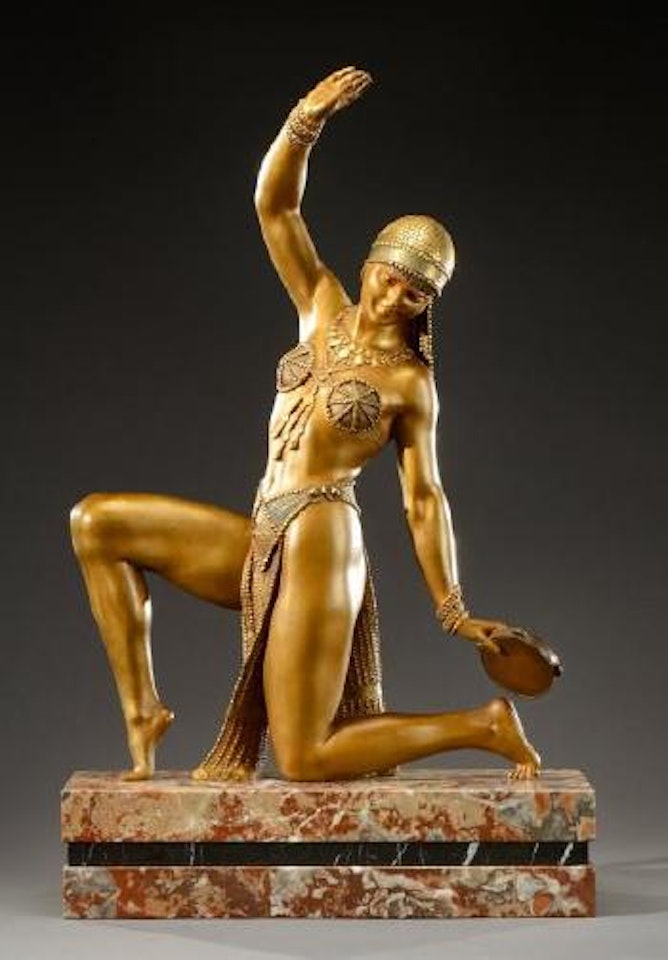 Danseuse du Cashmire au tambourin by Demetre Chiparus