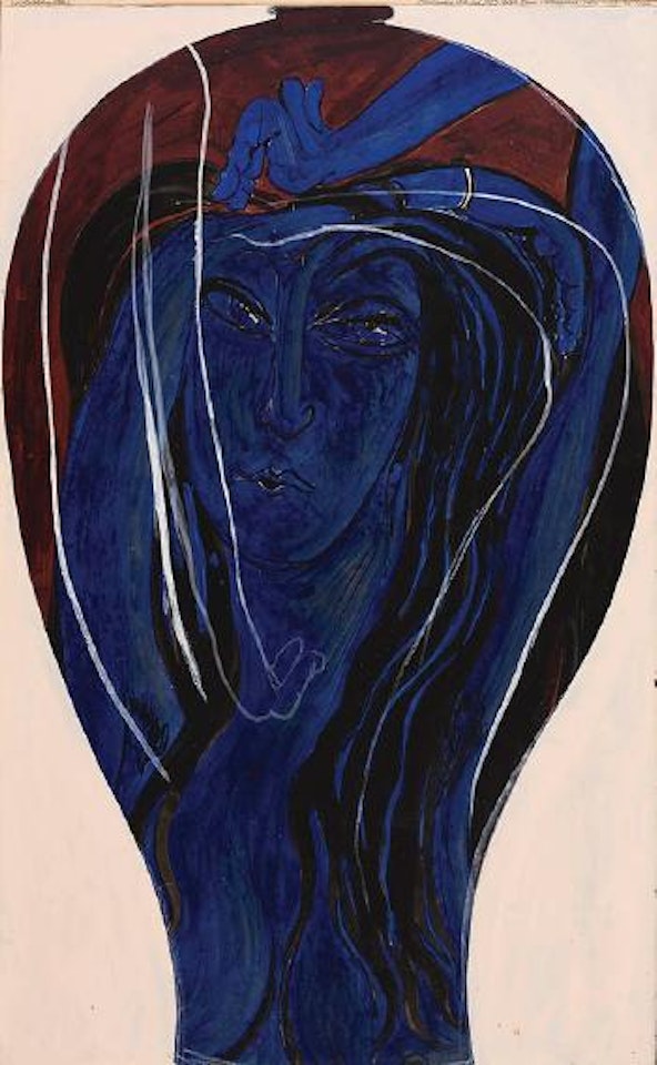 Preliminary Idea for Very Large Plum and Ultramarine Vase or Pot by Brett Whiteley
