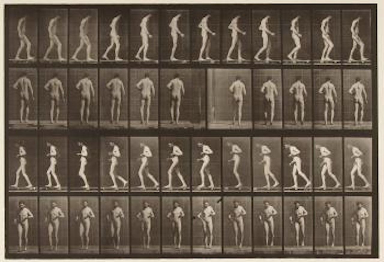 Nude man with laterla sclerosis walking, plate 548 by Eadweard Muybridge