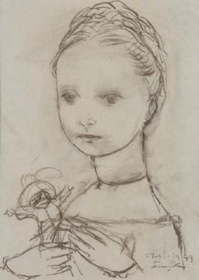 Jeune fille à la rose by Leonard Tsuguharu Foujita