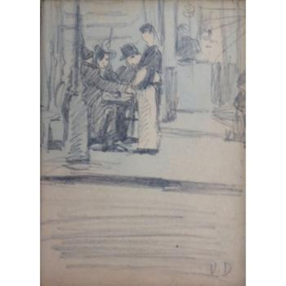 Figures on a Sidewalk; Three Figures and a Chair by Kees van Dongen