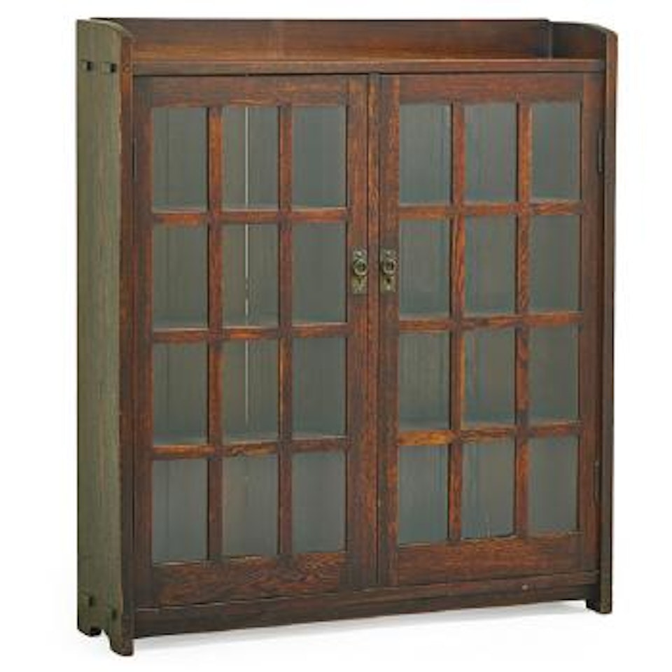 Early Double-door Bookcase With Mitered Mullions by Gustav Stickley