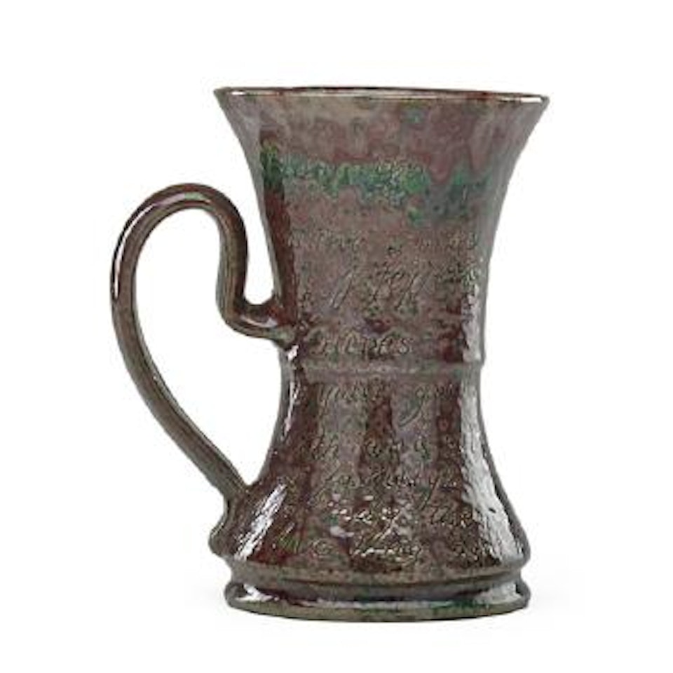Tall Jefferson mug by George E. Ohr