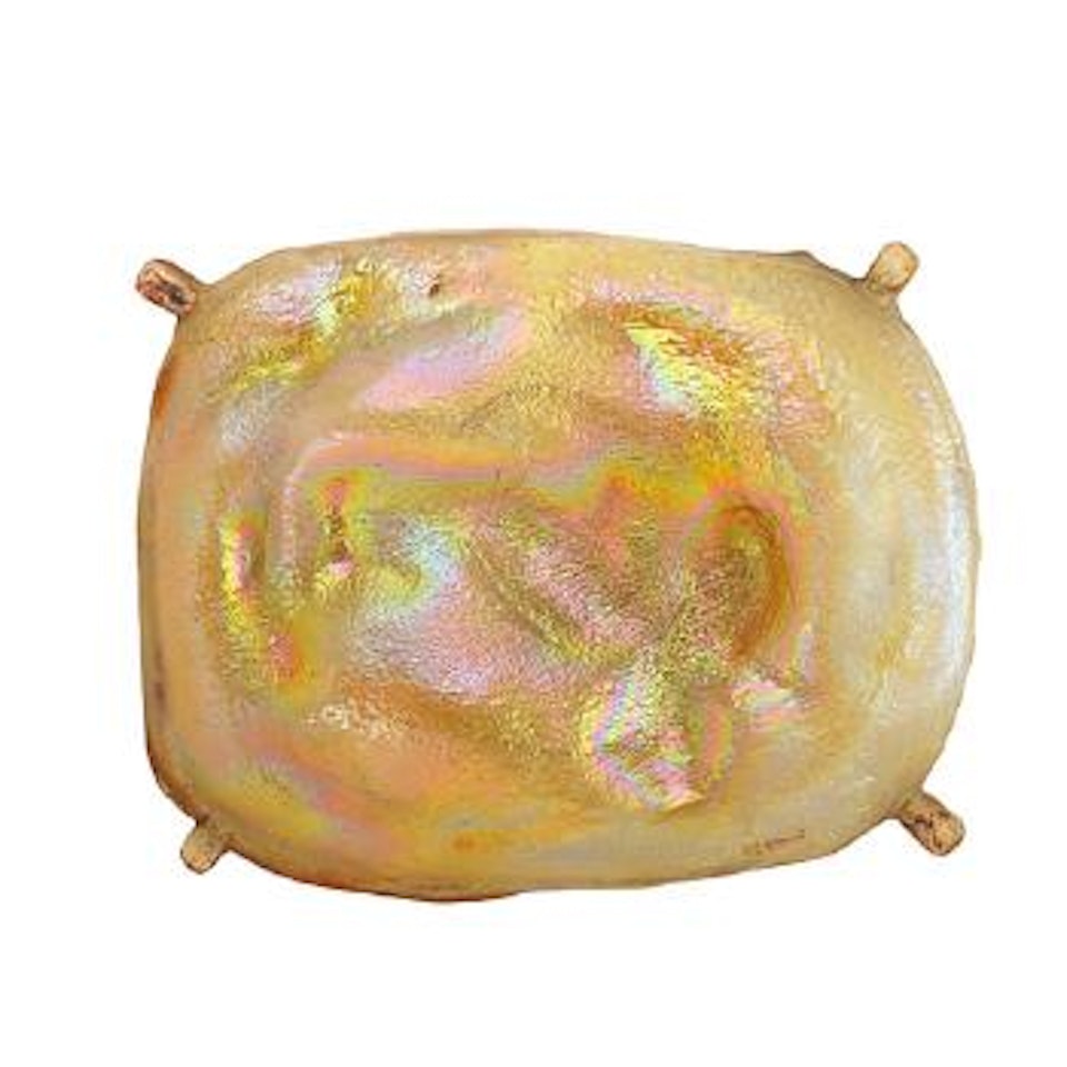 Large gold Favrile Turtleback tile by Tiffany Studios