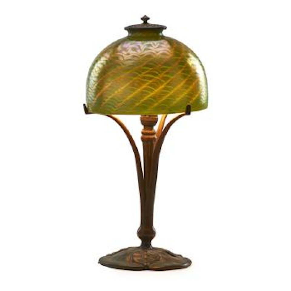 Boudoir Lamp With Damascene Shade by Tiffany Studios