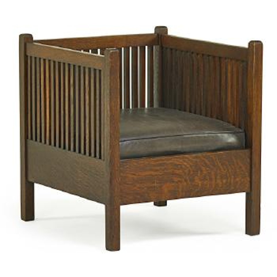 Spindled Cube Chair by Gustav Stickley