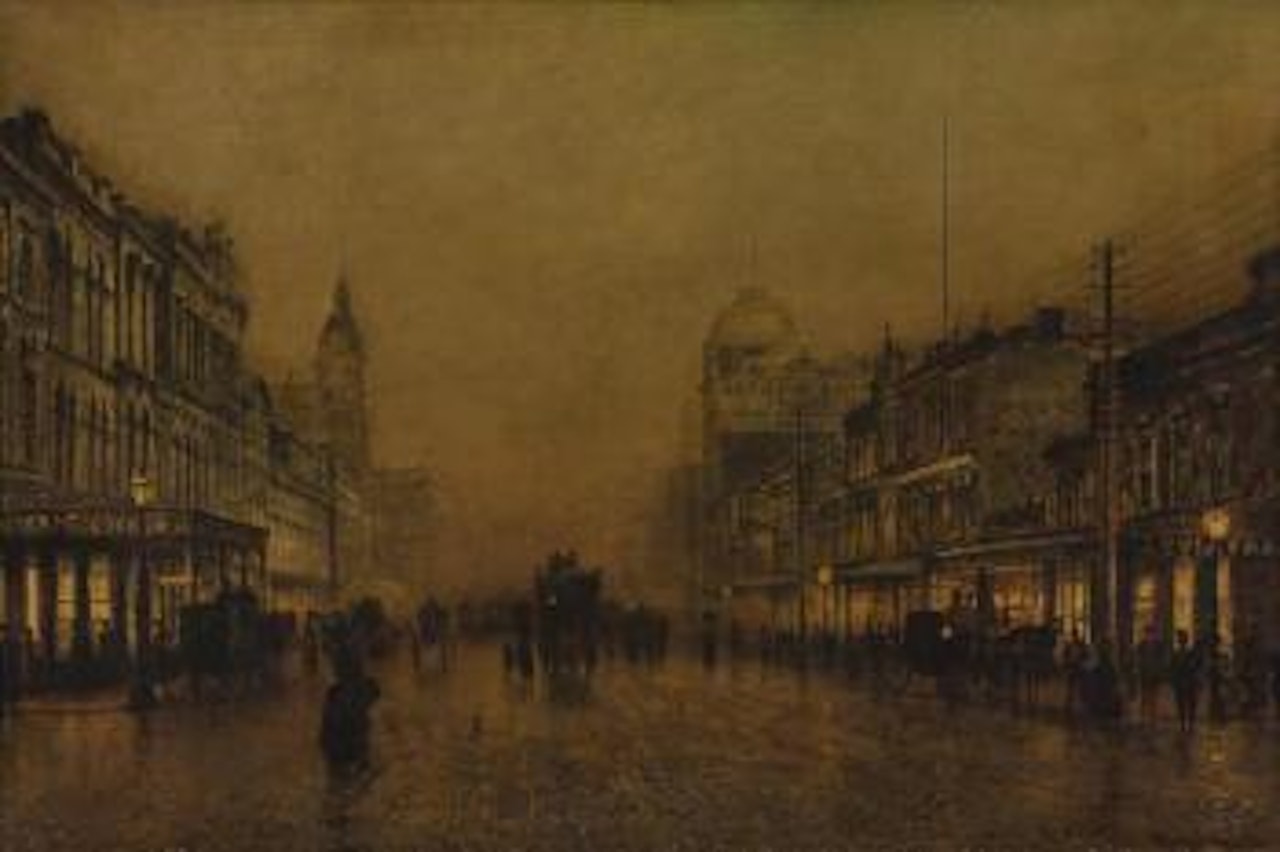 A winter evening Swanston Street, Melbourne by John Atkinson Grimshaw