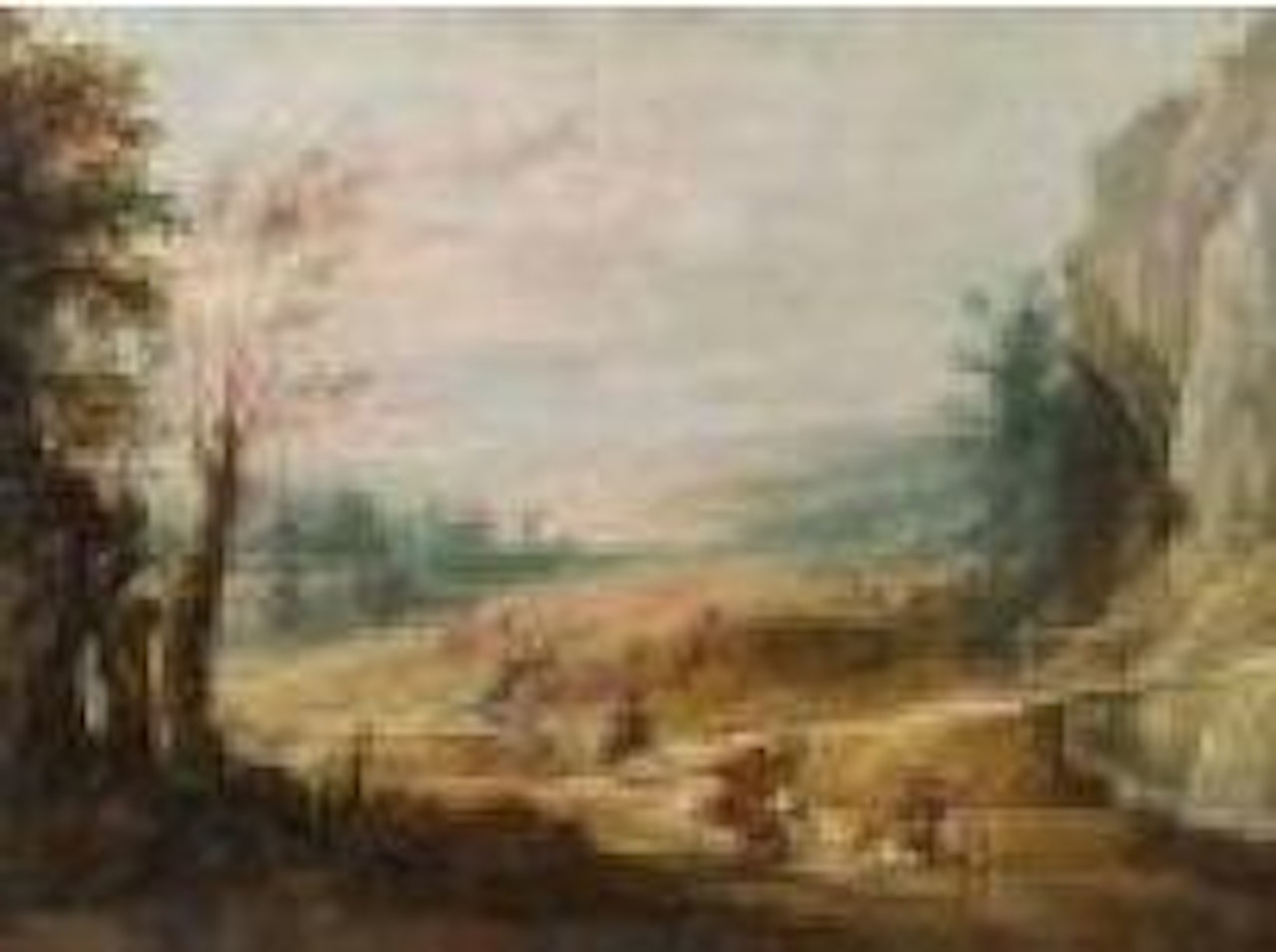 Weite Landschaft mit Reitern, im Hintergrund ein Dorf by Joos de Momper the Younger