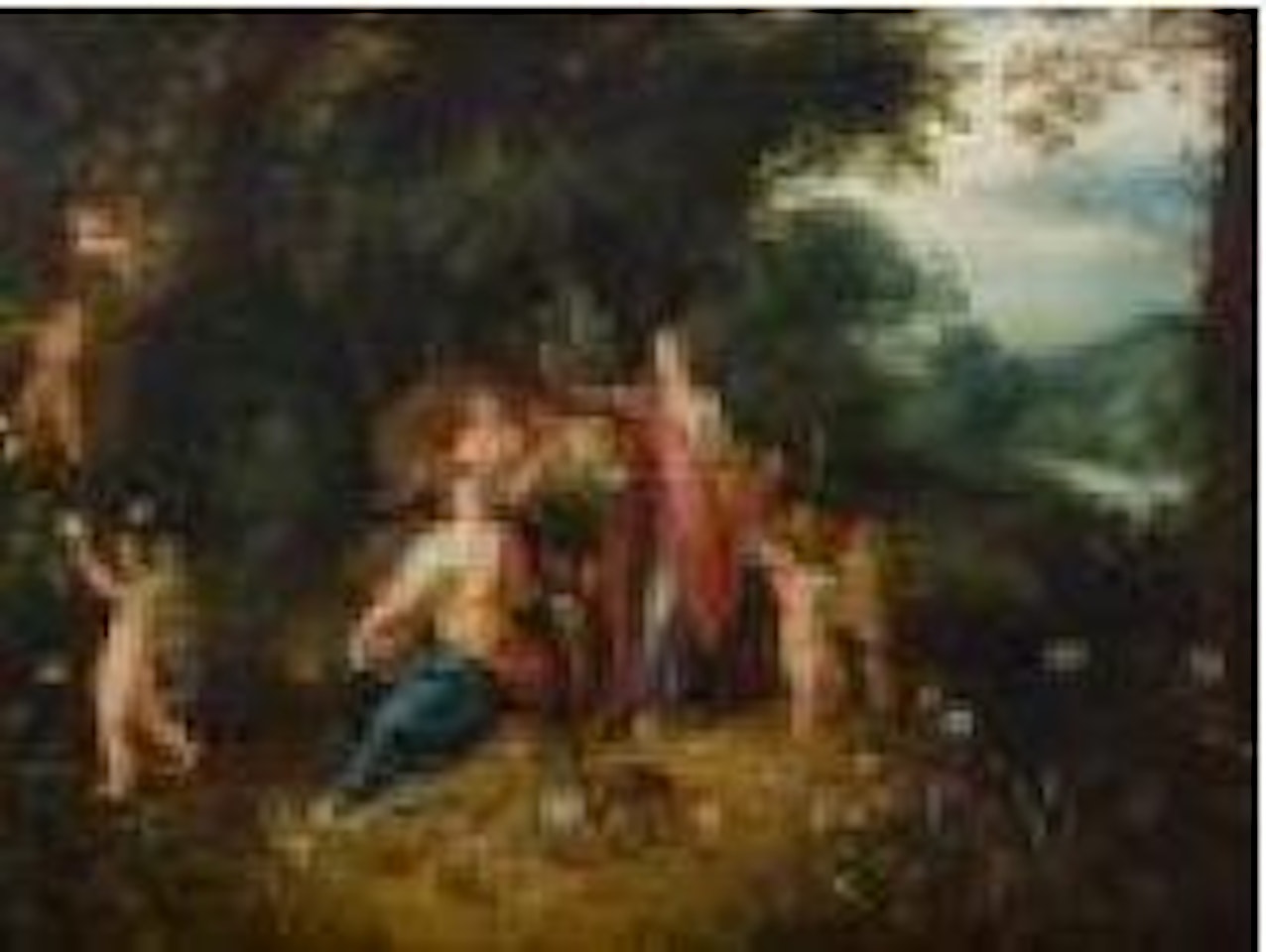 Waldlandschaft mit der Allegorie der Abundantia Allegorie auf die Reichhaltigkeit der Erde by Frans Francken II