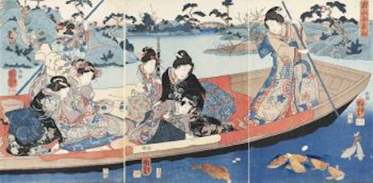 Sensui fune yohatsu [The First Time on a Boat on a Miniature Lake] by Utagawa Kuniyoshi