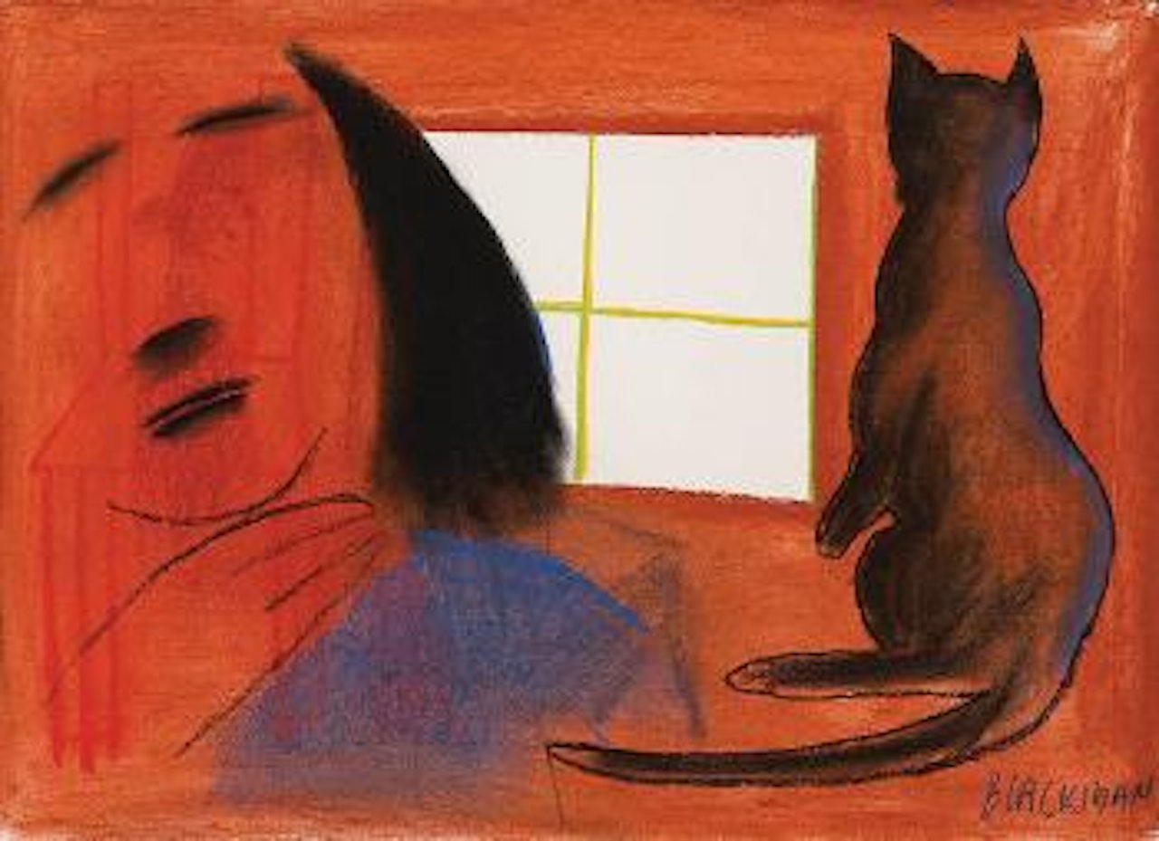 Girl at Window with Cat by Charles Blackman