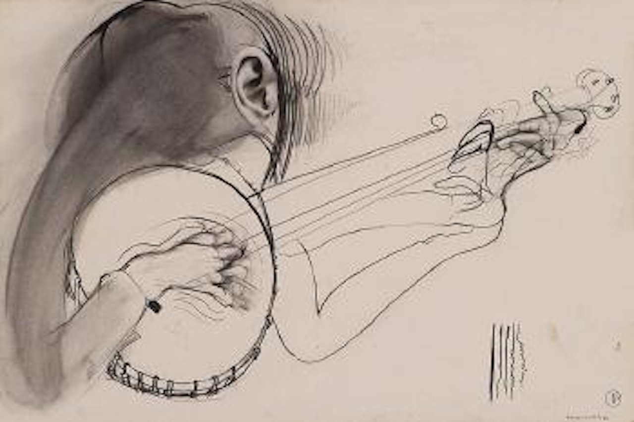 Asher Bilu Playing Sarod by Brett Whiteley