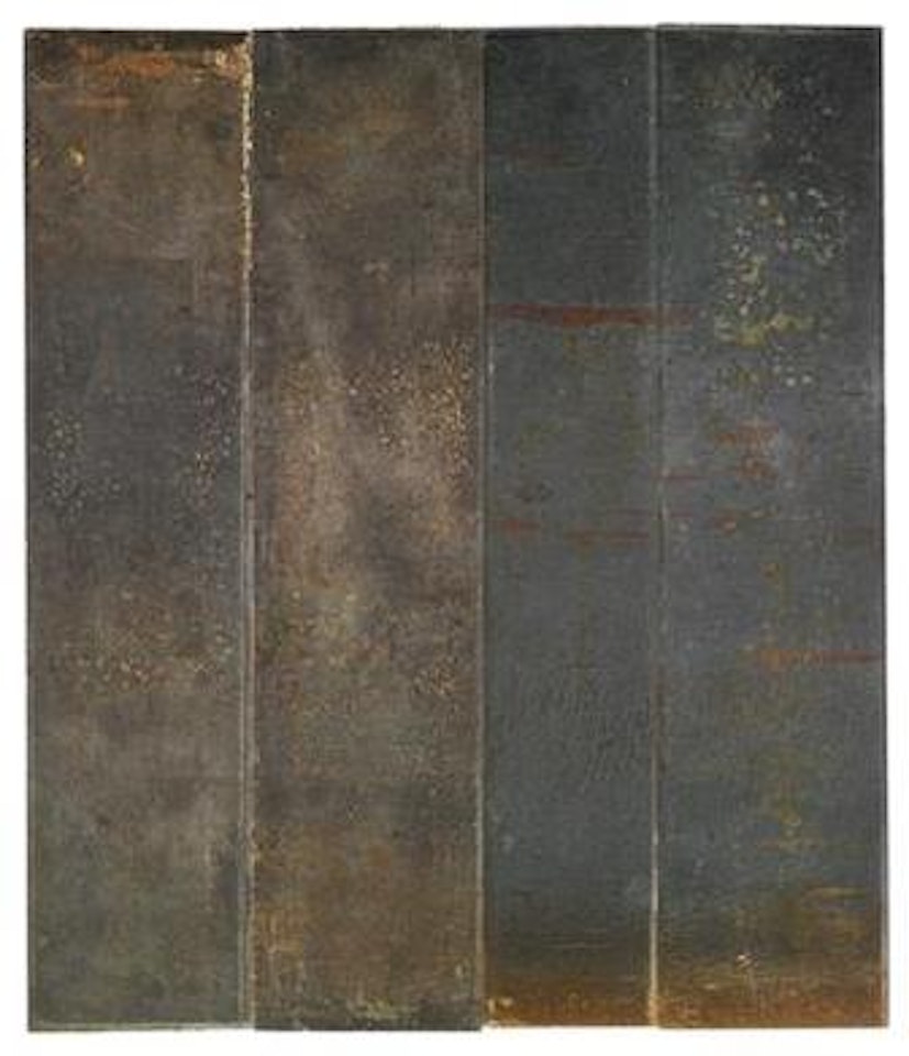 Irregular rectangle composed of 4 unequal parts by Carl Andre