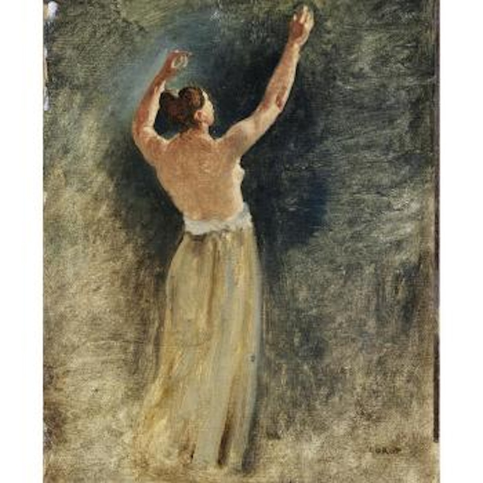 Esquisse de nu levant les bras, pour un personnage du tableau  Le concert by Jean Baptiste Camille Corot