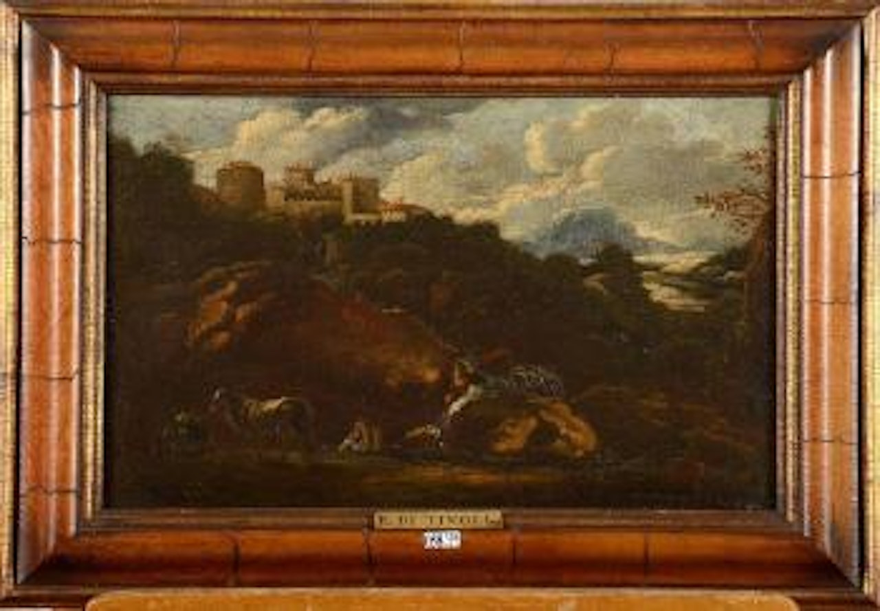 Vacher et son troupeau au bord de la cascade by Philipp Peter Roos