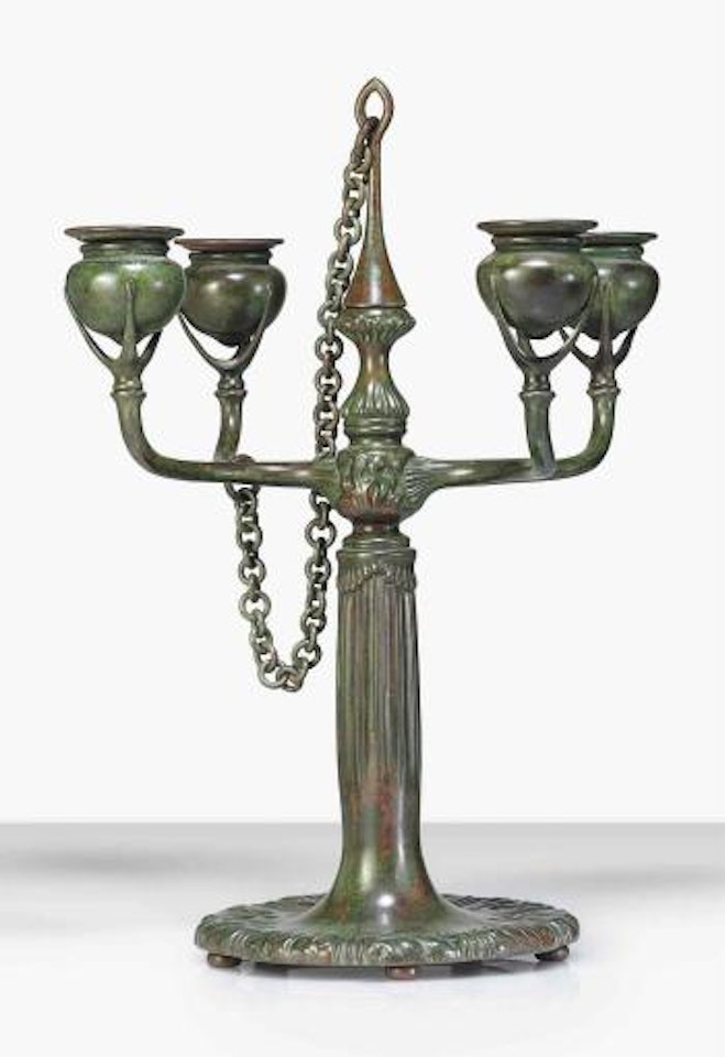 A Four-arm Candelabrum by Tiffany Studios
