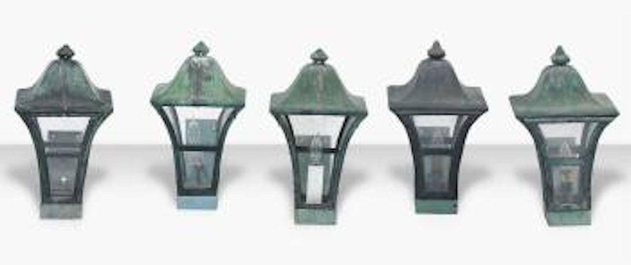 A Set of Five Garden Lanterns by Tiffany Studios