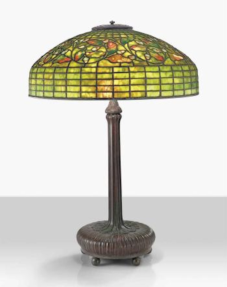 Swirling Oak Leaf Table Lamp by Tiffany Studios