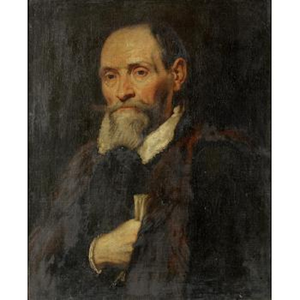 Portrait of a Gentleman, said to be Johann Philip Lansberge, bust-length, in a fur-trimmed coat, holding a Letter by Flemish School
