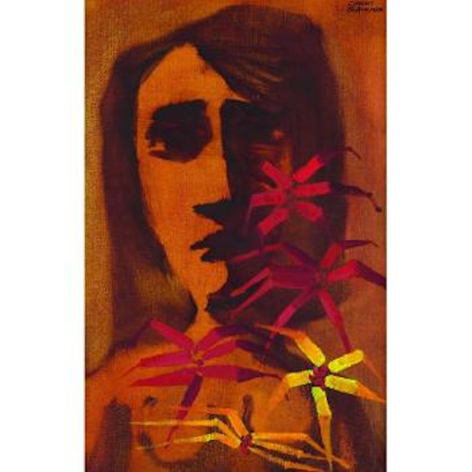Girl with Poinsettia by Charles Blackman