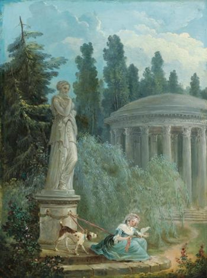 Jeune Femme Près Du Temple De L'amour by Hubert Robert