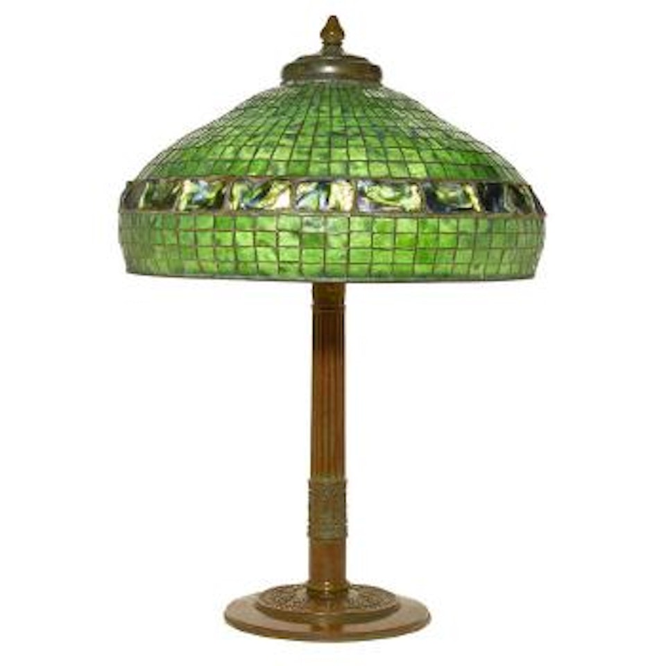 Turtleback tile table lamp by Tiffany Studios