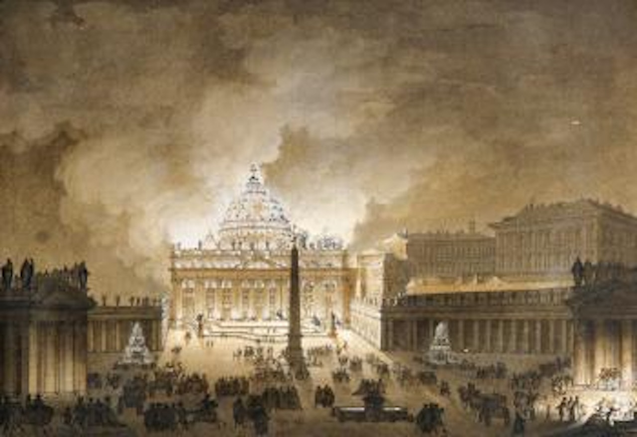 View Of Saint Peter In Rome Illuminated by Jean Baptiste Maréchal