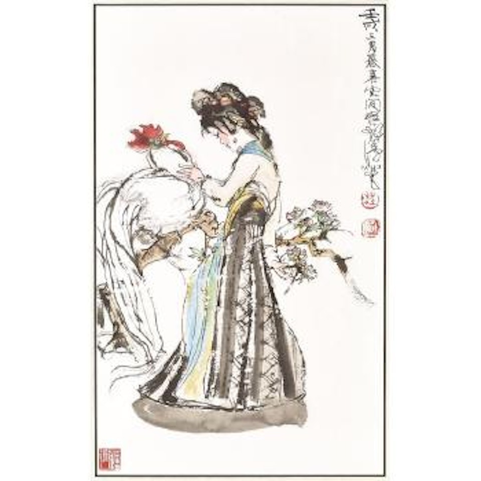Girl and Rooster by Cheng Shifa