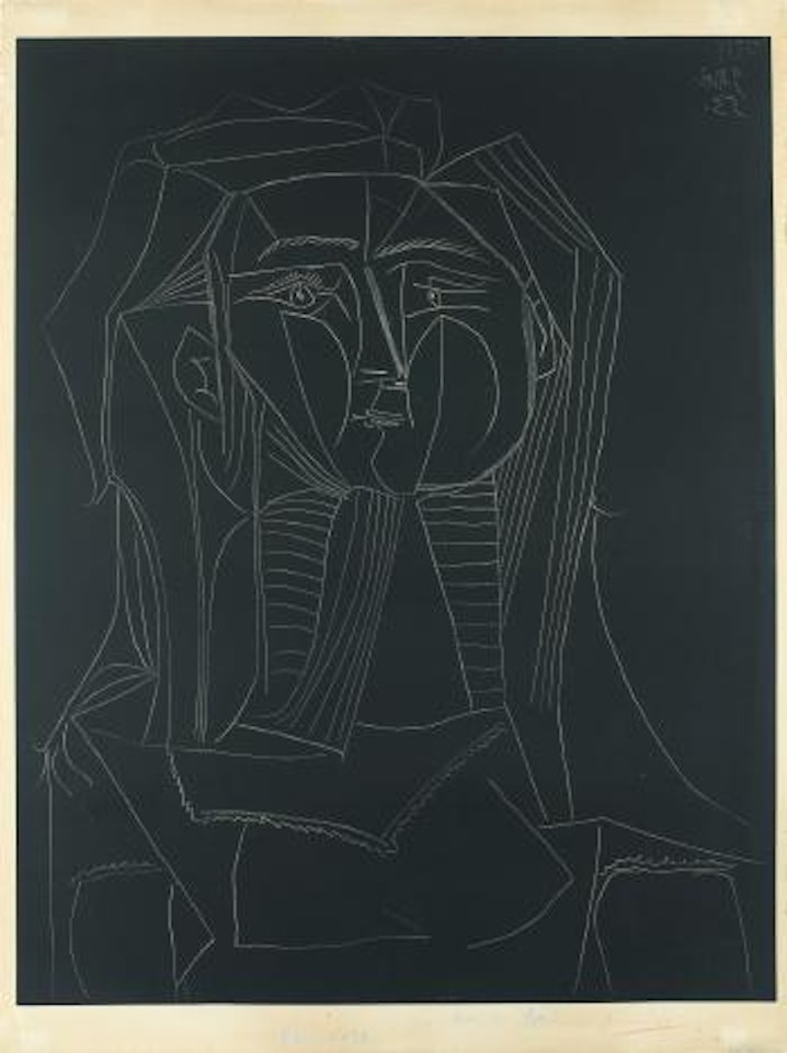 Tête Sur Fond Noir (B. 742; M., Pp. 241) by Pablo Picasso