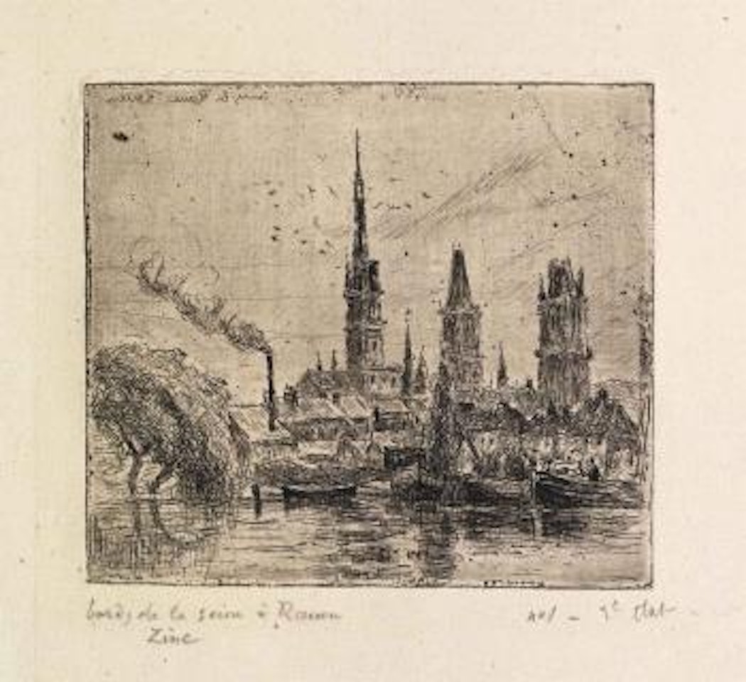 Cours-la-Reine, ou Bords de la Seine, à Rouen by Camille Pissarro