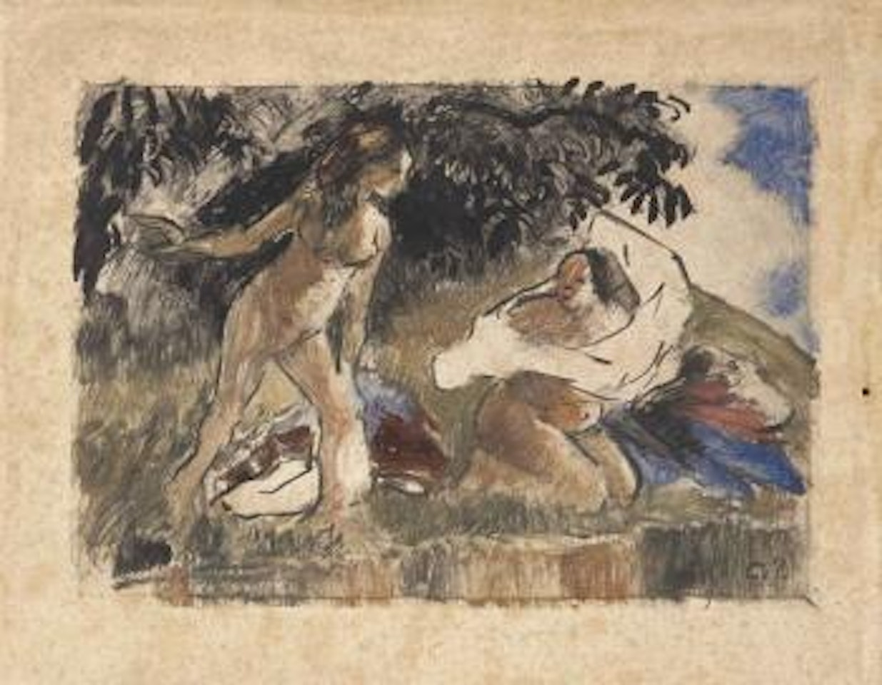 Baigneuse debout et Baigneuse agenouillée by Camille Pissarro